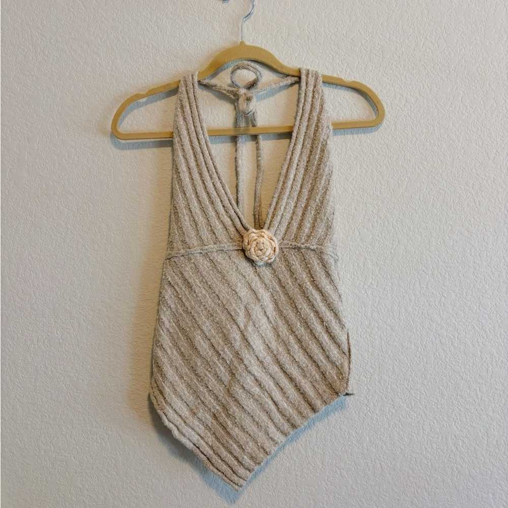 Kimchi Blue Cream Knit Halter Tank